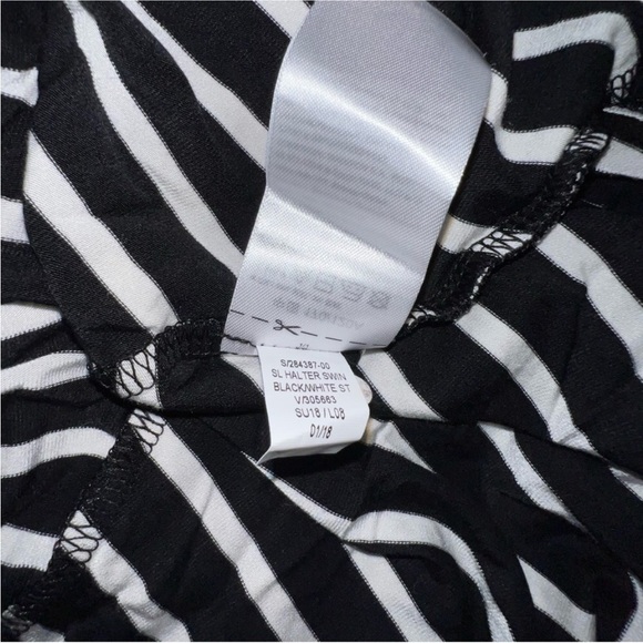 Old Navy Black & White Stripe Spaghetti Strap Halter Jersey Knit Swing D… - Picture 6 of 8